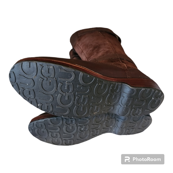 Chocolate UGG Dunwich Leather & Suede Tall Boots - Picture 5 of 5